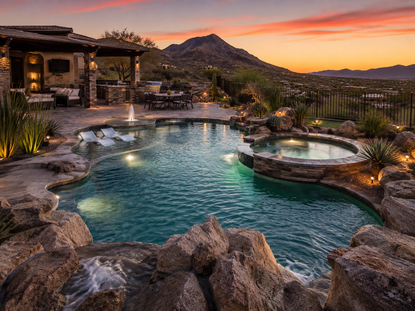 Spy Designs twilight resort backyard render
