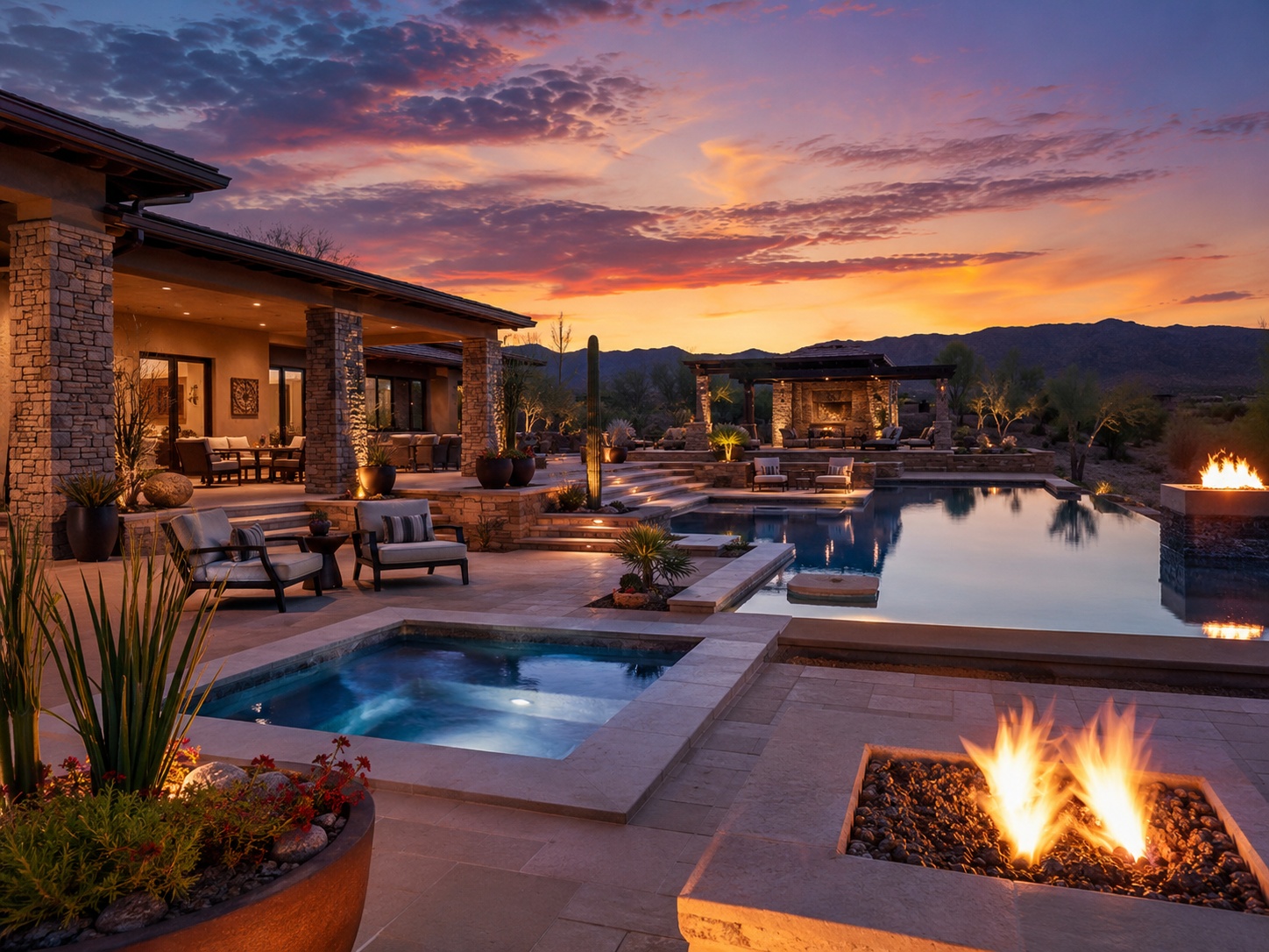 Spy Designs modern fire lounge backyard render