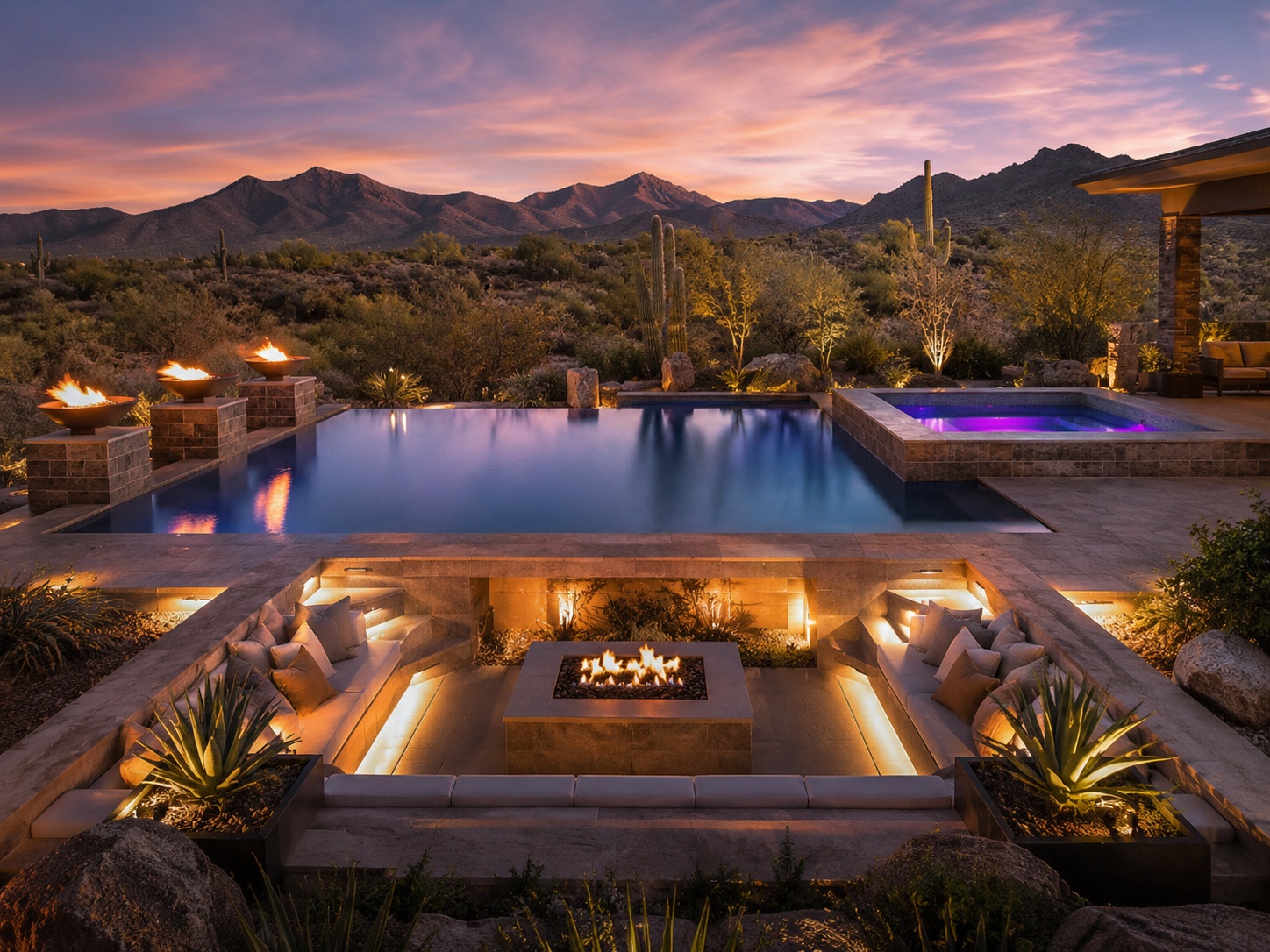 Spy Designs Mediterranean courtyard pool design
