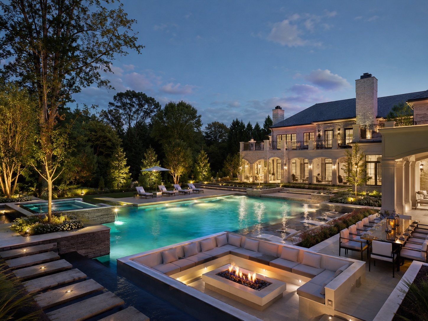 Spy Designs twilight backyard fire lounge design