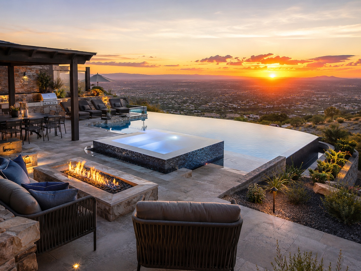 Spy Designs golden hour desert modern pool design